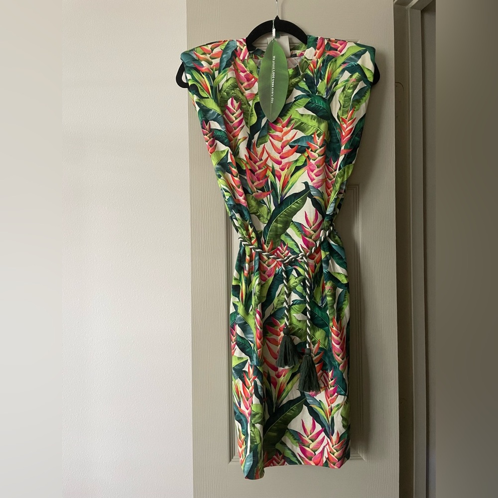 NWT FARM Rio Heli Leaves Organic Cotton T-Shirt Mini Dress - Picture 3 of 6